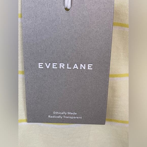 Everlane The Organic Cotton Crew Neck‎ Short Sleeve Shirt in Yellow Stripe S NWT - Picture 4 of 7